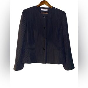 Tahari Arthur S. Levine Pinstripe Button Down Jacket Size 16‎ Career Office Work